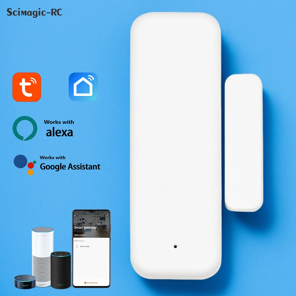 Tuya WiFi Tür Sensor Fenster Sensor Smart Home Drahtlose Tür Detektor Tür Offen/Geschlossen Alarm System für Alexa Google hause Image