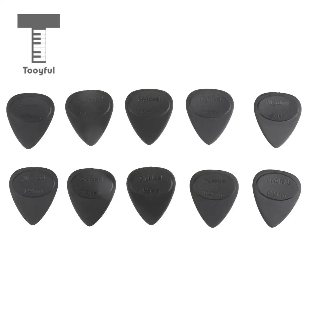 Tooyful 10Pcs Schwarz Akustische Gitarre Picks Verschiedenen dicke Non-Slip Plektren Zubehör für Bass Ukulele Mandoline Gitarren Image