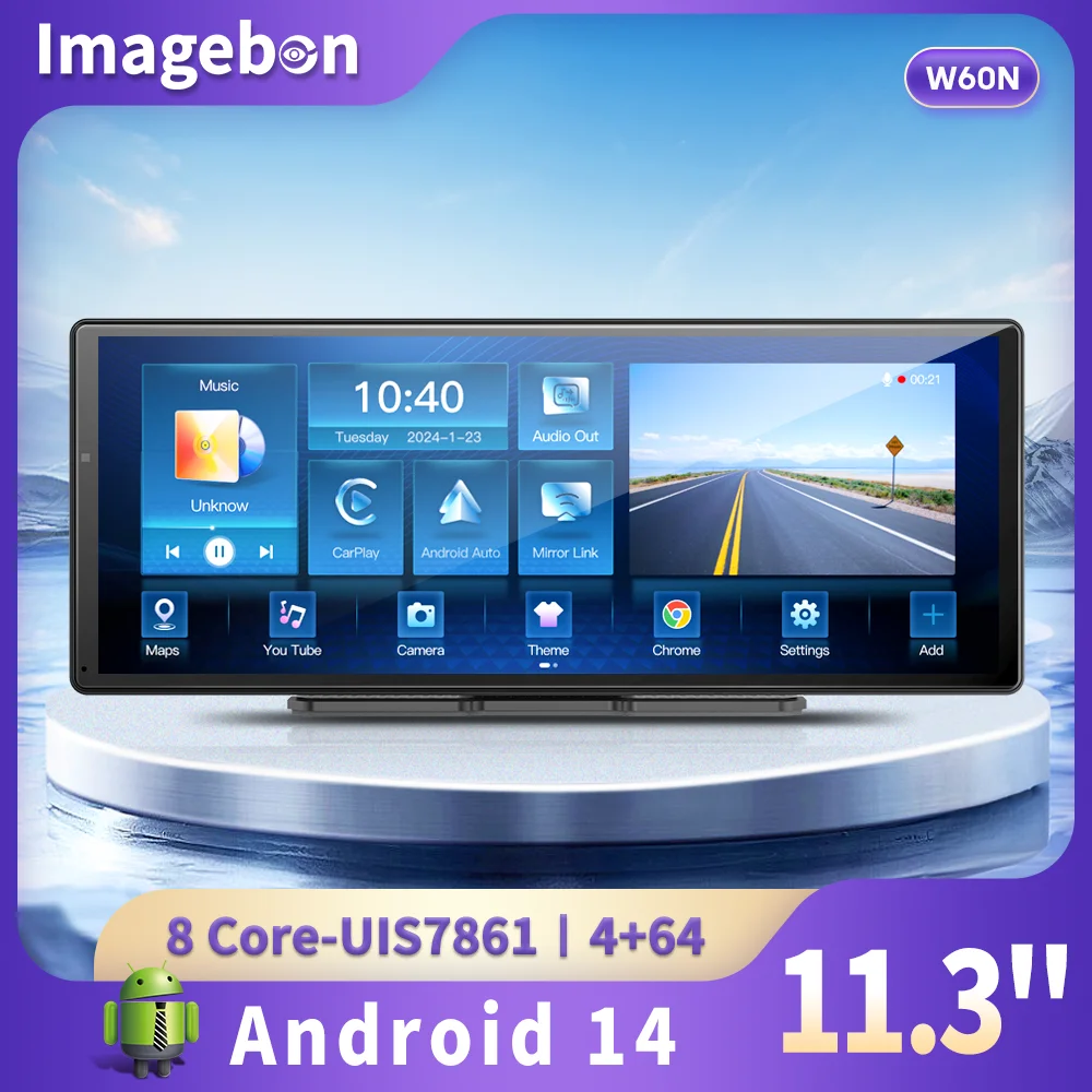 W60N 11,3'' 8 Core Android 14 4+64GB Multimedia Player Carplay & Android Auto 5G WiFi Google Play Youtube Netflix OTA Upgrade Image