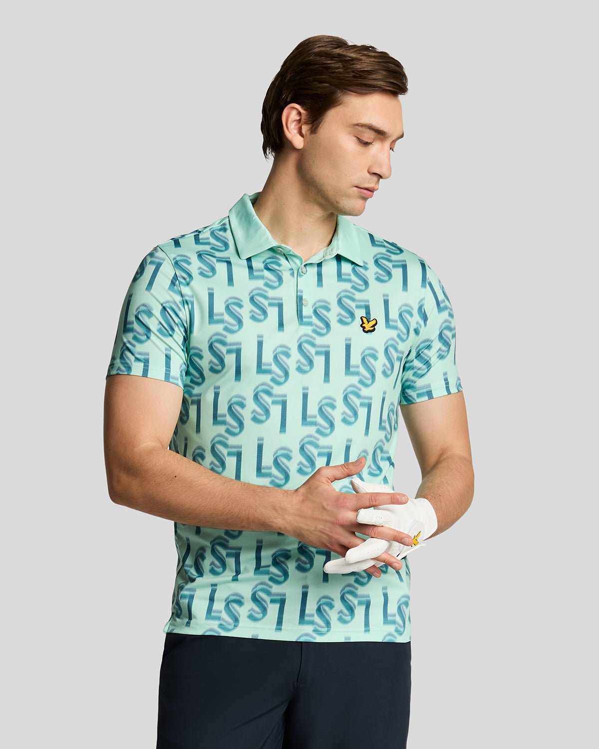 Lyle & Scott Golf LS Monogram Bedrucktes Poloshirt - Blau Image