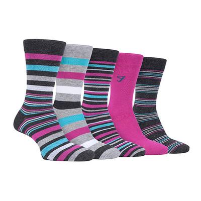 5er Pack Herren Bambus Socken mit buntem gestreiftem Design Image