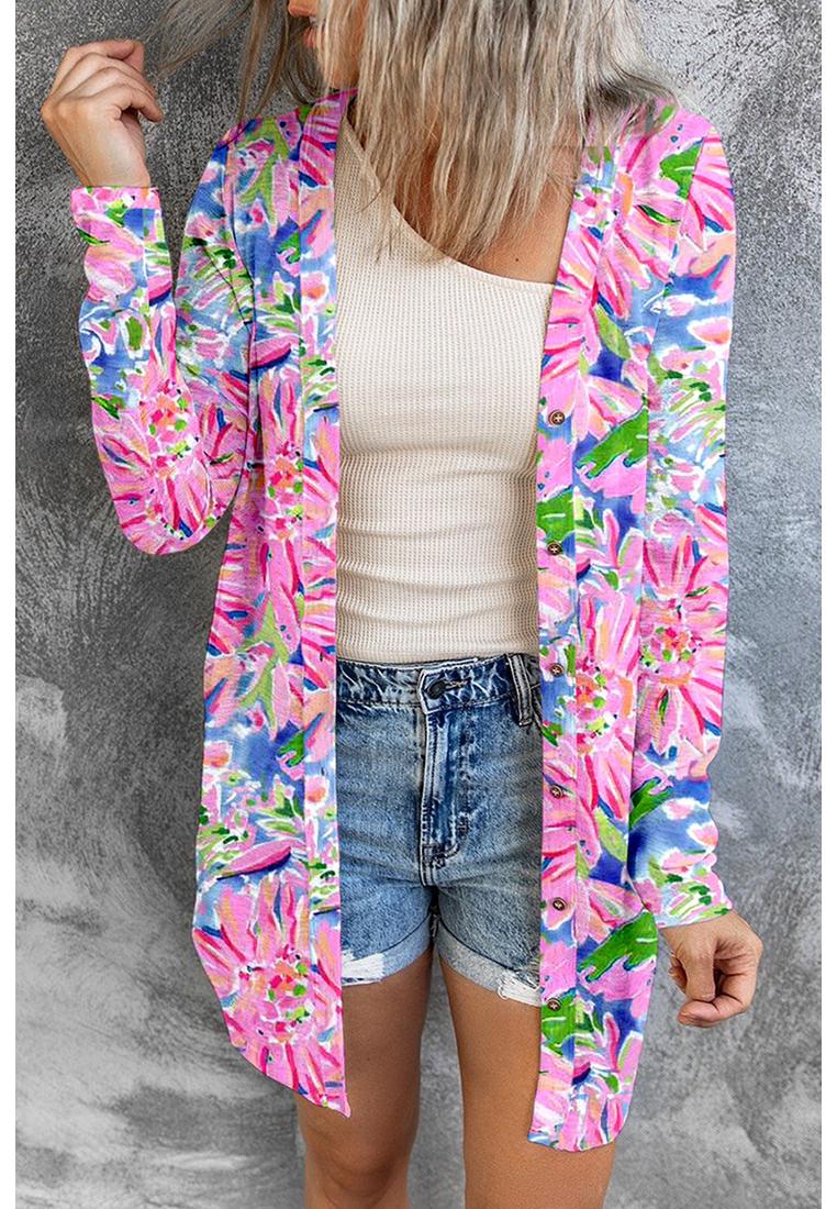 Azura Exchange Damen Langarm-Knopf-Cardigan in Pink Image