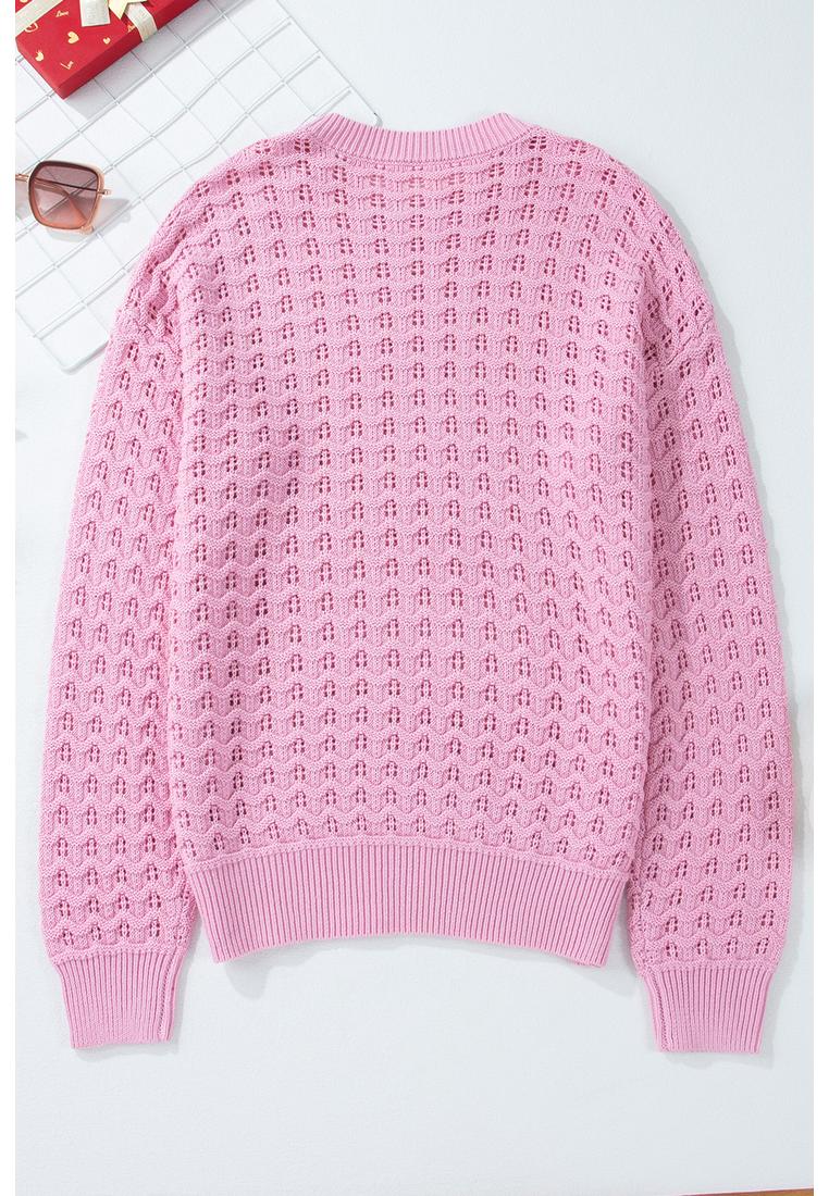 Azura Exchange Damen Pink Offenes Strickoberteil Image