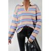 Azura Exchange Aprikosenstreifen Kragen V-Ausschnitt Drop Shoulder Lockere Sweater