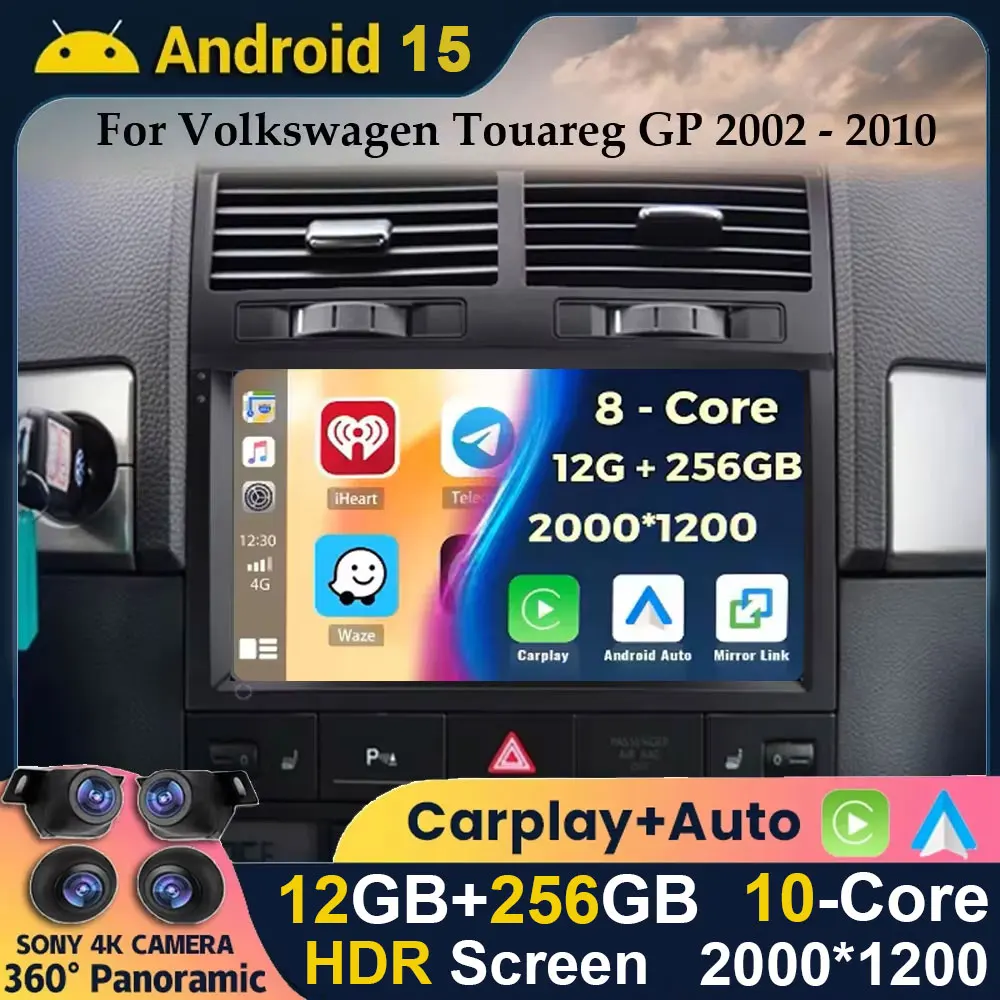 Android 15 Carplay Für Volkswagen Touareg GP 2002 2003 2004 2005 2006 2007 2008 2009 2010 Auto Radio Multimedia Player GPS Stereo Image