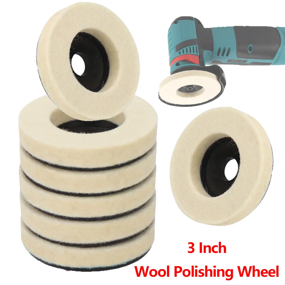 SI FANG 75 mm Wollfilz-Polierpad, Rad für Glas und Edelstahl, Kratzer-Reparatur-Polierer, 2/5/10-teiliges Set Image