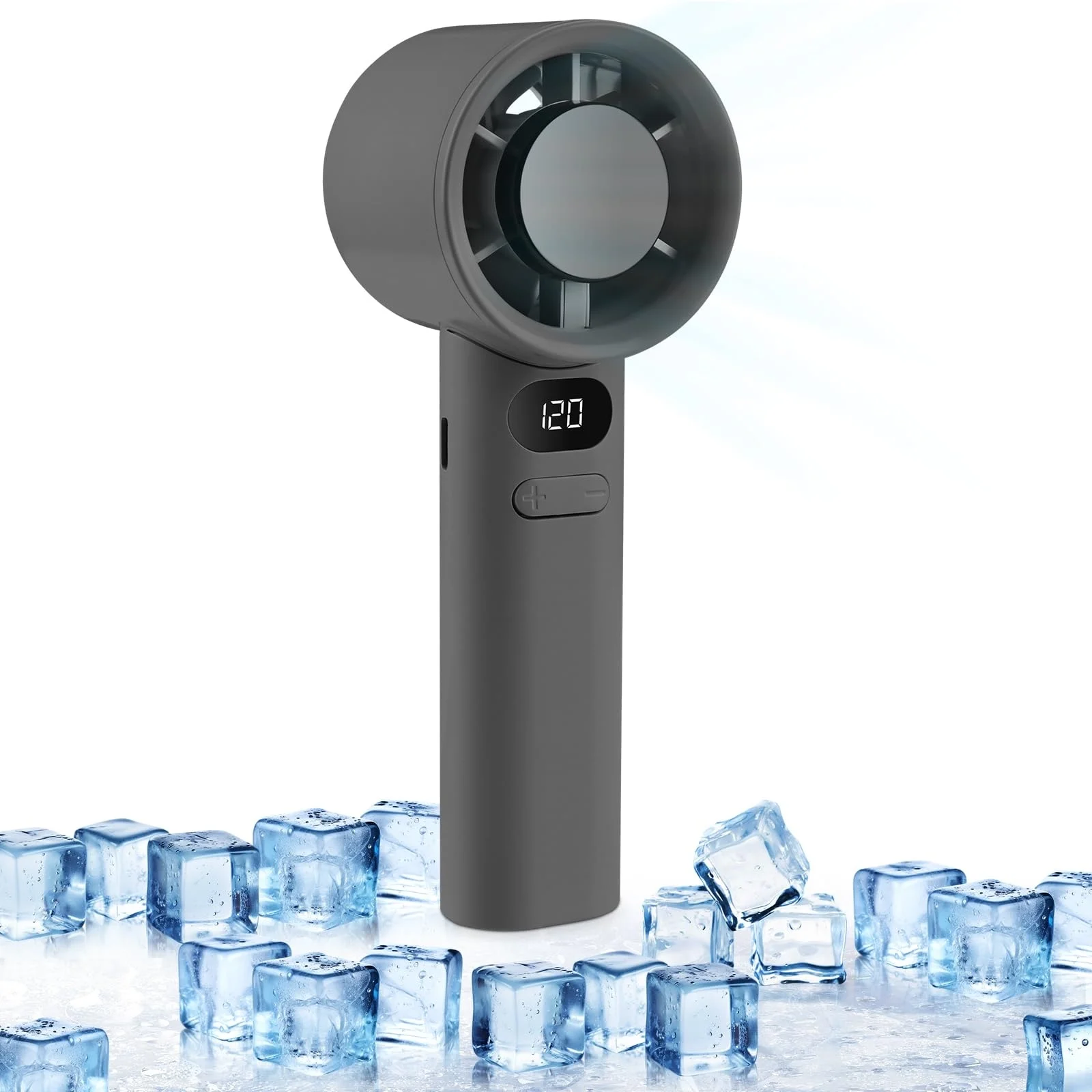 Tragbarer Handventilator, 120-Gang-Handventilatoren, wiederaufladbarer USB-Akku, für Damen und Herren, drinnen und draußen Image