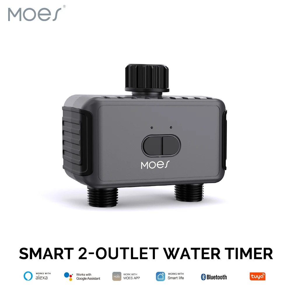 MOES Tuya Bluetooth 2-Ausgang Wasser Timer Smart Sprinkler Ventil Controller Auto Programmierbare Filter Waschmaschine App Fernbedienung Image