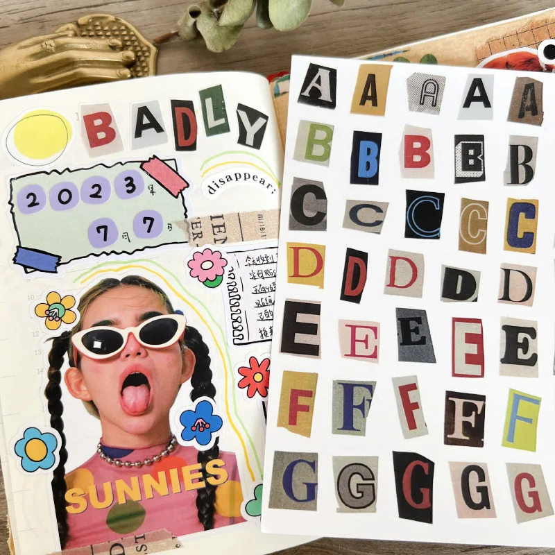 Korea Ins Englisch Alphabet Zahlen Symbol Label Aufkleber DIY Scrapbooking Journal Basis Collage Tagebuch Album Glücklich Plan Dekoration Image