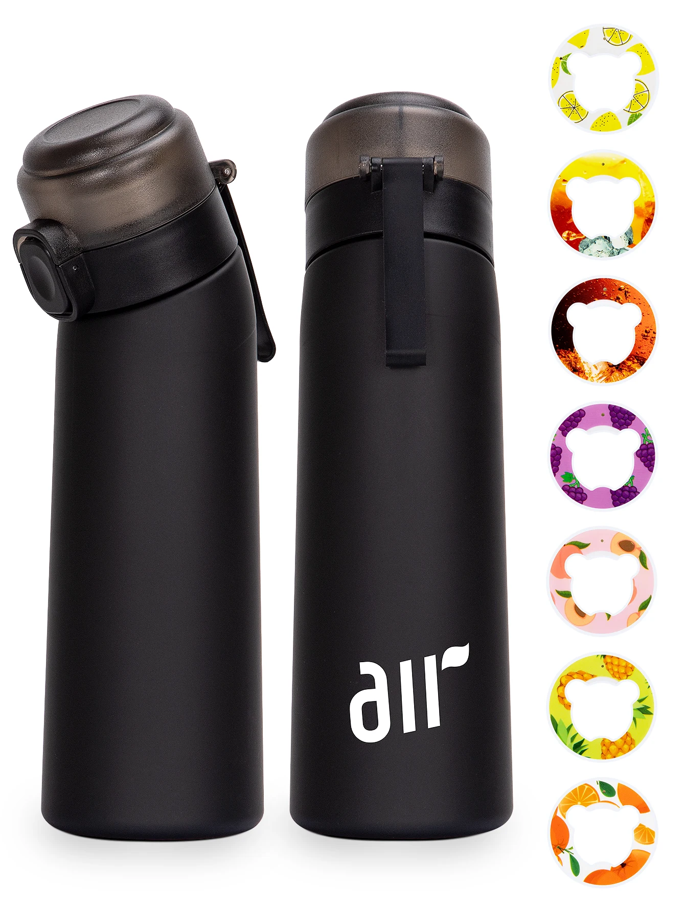 1pc Luft Wasser Flasche Mit 1pc Zufällige Geschmack Pods Tragbare Transparente Wasser Tasse Mit Stroh Auslaufsicher für Outdoor Sport Image