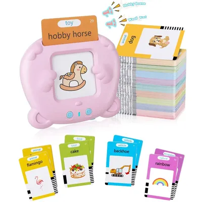 Talking Flash Card Learning Machine for Kids - Electronic Audio Language Tutor for English Spanish
