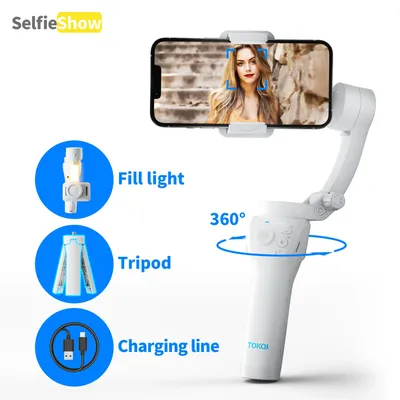 M01 3-Axis Anti-Shake Gimbal Phone Stabilizer Handheld Foldable Holder Selfie Tripod Fill Light for