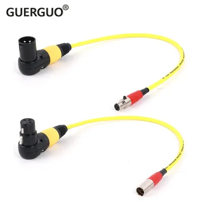 1PC GuerGuo 3pin Mini XLR Male/Female to XLR Female/Male Connector Right Angle Adapter Cable for