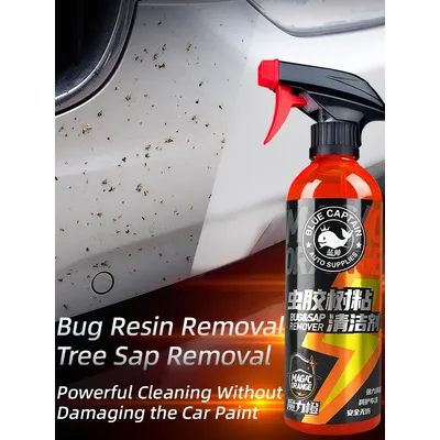 Insect resin and tree resin cleaner, car iron powder remover, bird dropping remover, and paint