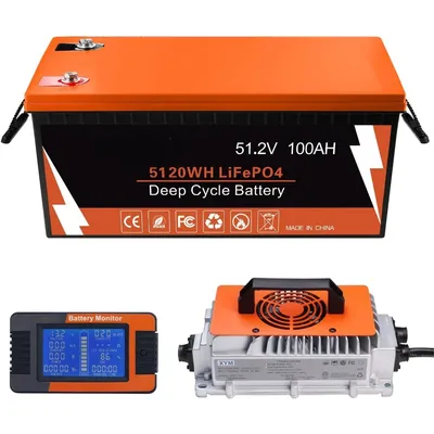 48V Lithium Golf Cart Battery, 48 Volt 100Ah LiFePO4 Battery, Built-in Bluetooth 200A BMS, Includes