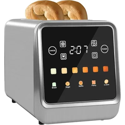 2 Slice with LCD Display Stainless Steel Digital Timer Toaster 6 Bread Types& 6 Shade Settings W/