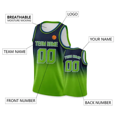 Green Gradient Basketball Jersey Custom Men’s Basketball Uniform Personalized Printed Team Name