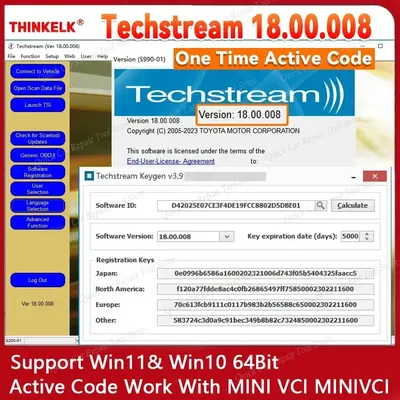 TIS Techstream 18.00.008 software Link and Active Code Work for MINIVCI/Openport 2.0/Otc