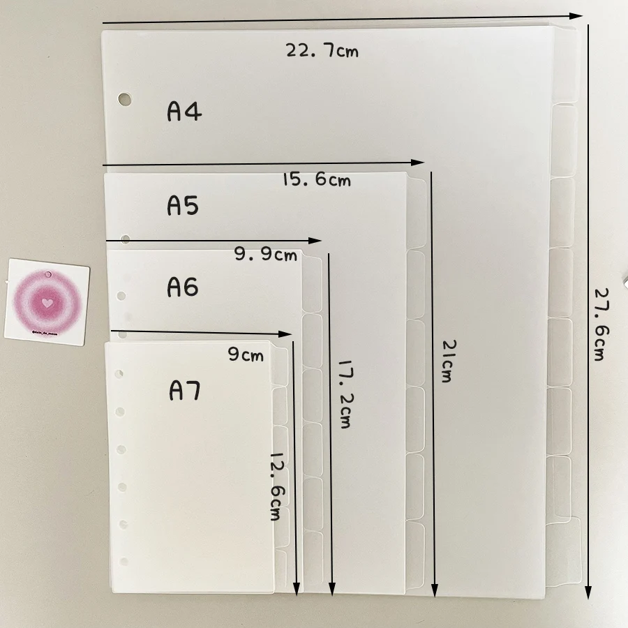 A4/A5/A6/A7 Pagine separatore ad anelli 6/8 fogli Dispositivo raccoglitore PP Separatore pagine Budget Libro Accessorio Diario Agenda Notebook Parte