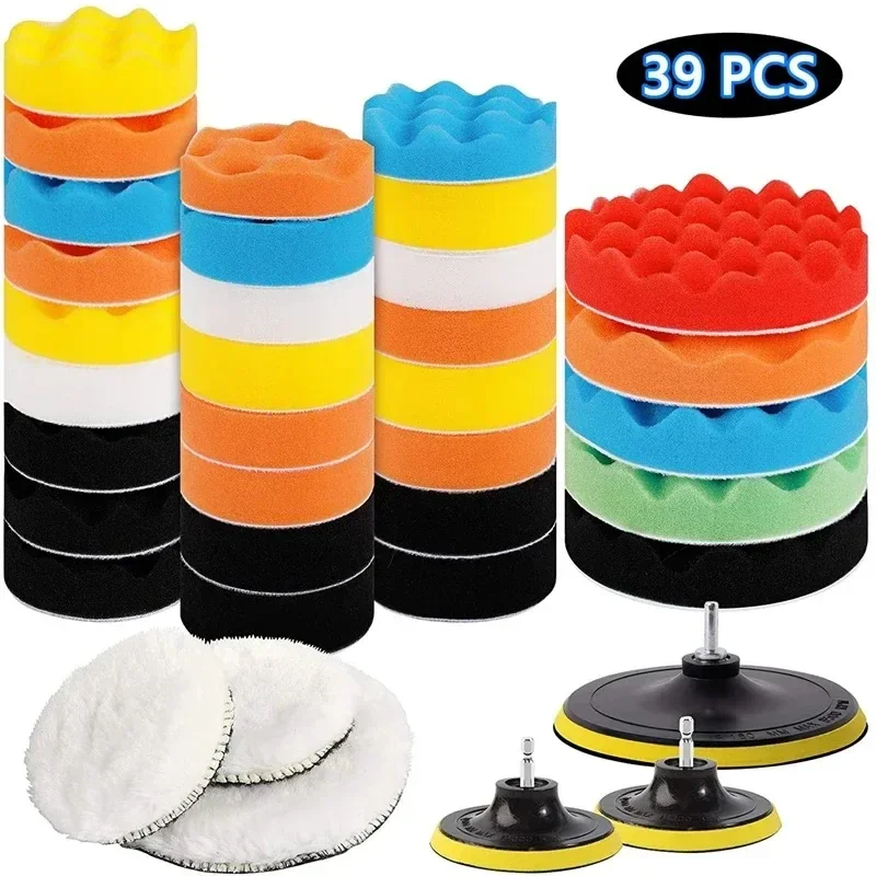 Kit di tamponi in spugna per lucidatura per auto Kit tampone in schiuma Tampone per lucidatrice Tamponi per cera per veicoli a motore per motociclette Rimuovi graffi