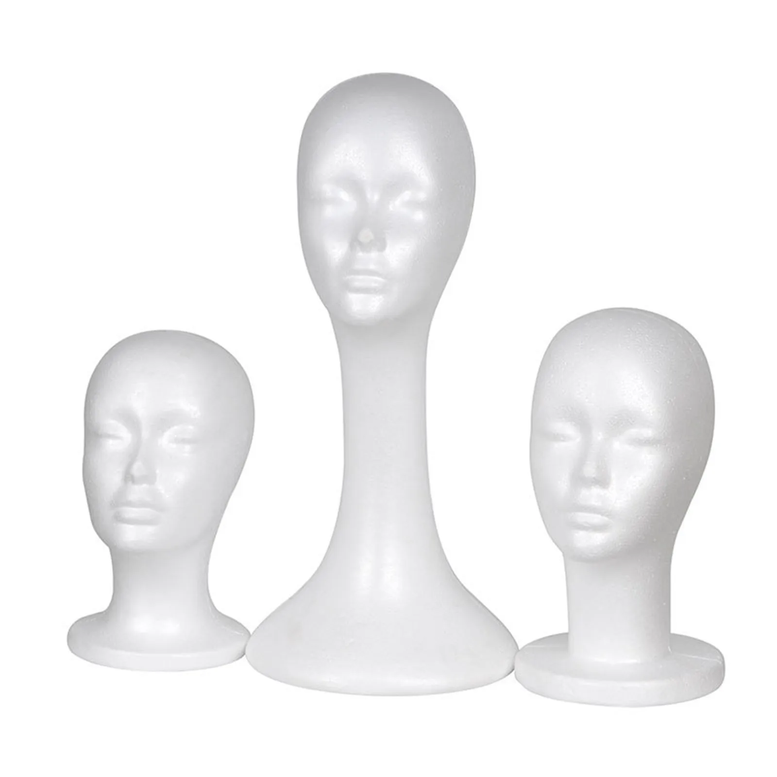 Testa umana femminile in schiuma taglie forti Collo lungo Manichino Parrucca Cappello Occhiali Espositore Modello Testa di allenamento Kit Strumento per capelli