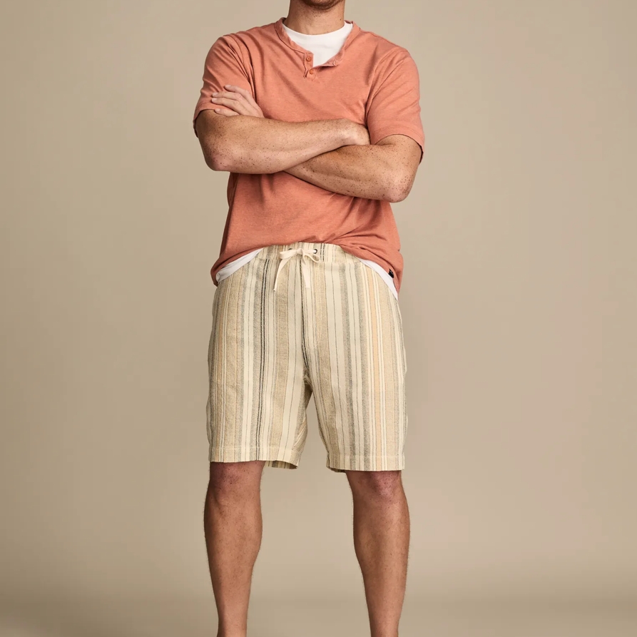 Lucky Brand Big & Tall 7 Inch Striped Pull On Short - Men's Shorts Denim Jean in Natural Stripe, Size 4XL