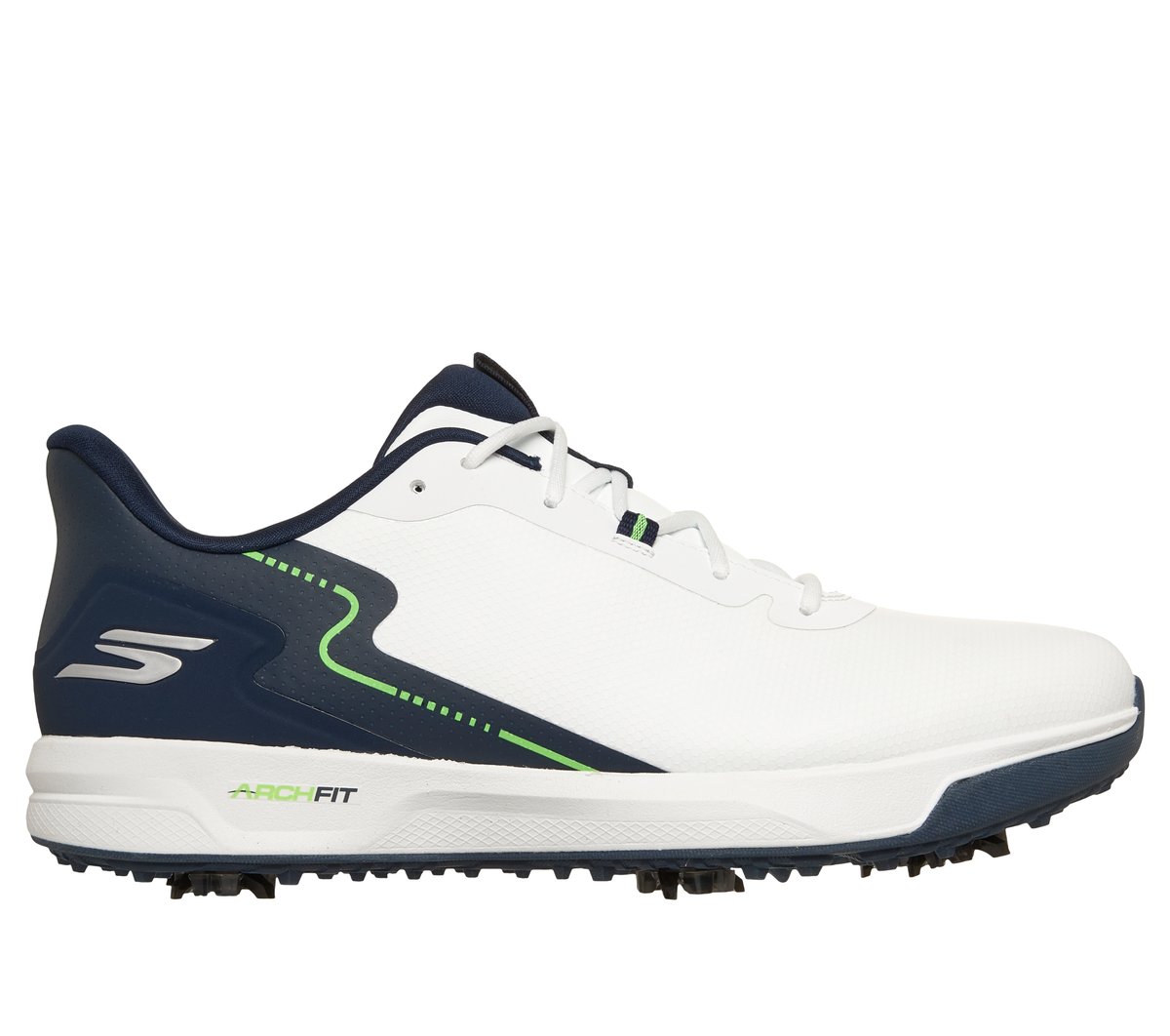Skechers Men's Waterproof: GO GOLF Elite Vortex - Rival Shoes | Size 7.5 | White/Navy | Synthetic/Textile | Arch Fit