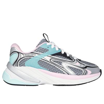 Skechers Girl's S2K Sneaker | Size 10.5 | Silver | Synthetic/Textile