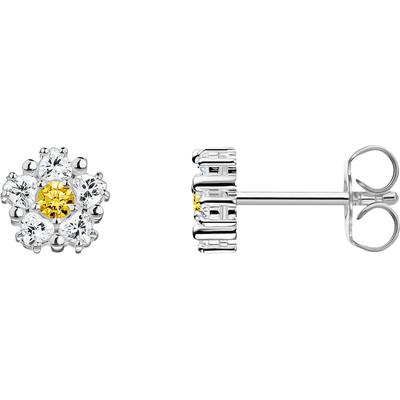 Paar Ohrstecker THOMAS SABO "Lovely Daisy Ohrstecker klein, H2297-051-4", bunt (silberfarben, weiß, gelb, weiß, gelb), Ohrringe, Damen, Silber 925 (Sterlingsilber), mit Zirkonia (synth.) Image