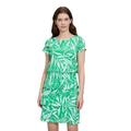 Sommerkleid BETTY BARCLAY "Betty Barclay Stufenkleid mit U-Boot-Ausschnitt", Damen, Gr. 44, Normalgrößen, bunt (grün, cream), Obermaterial: 100% Polyamid. Futter: 100% Polyester., feminin, gerade kurz, Rundhals, Halbarm, Kleider, Druck