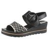 Keilsandalette GABOR, Damen, Gr. 36, schwarz-weiß (schwarz, creme), Nappaleder, Flechtoptik, klassisch, Schuhe Riemchensandale, Sommerschuh, Riemchensandale mit Klett unter der Zierschließe