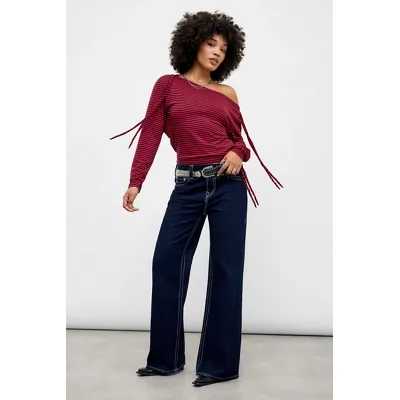 Jaded London Gaia Slashed Backless Stripe Top - Red UK 8 at Urban Outfitters