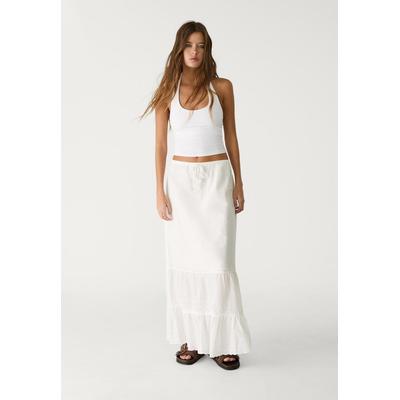 Stradivarius Flowing embroidered midi skirt White XS