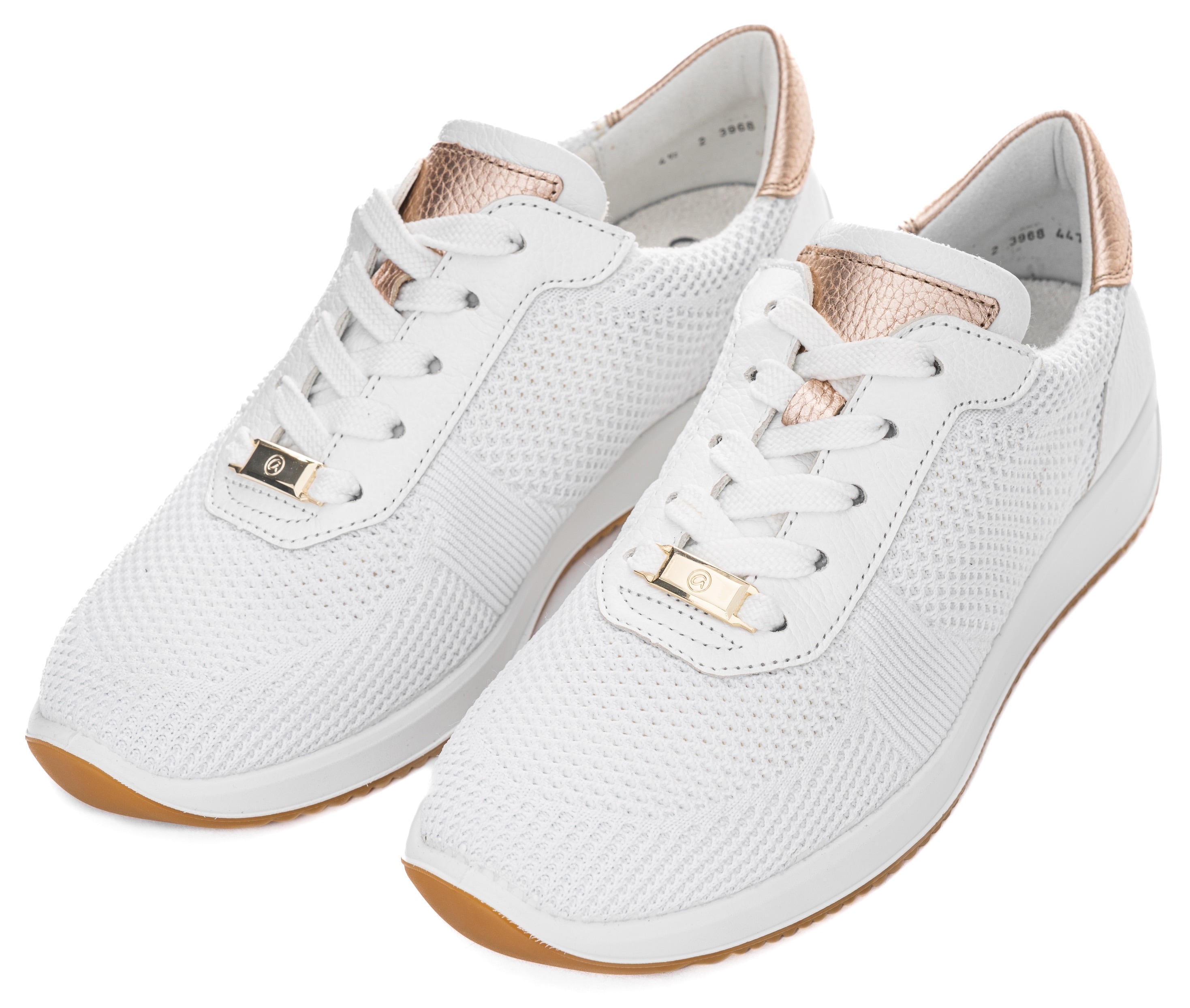 Sneaker ARA "LISSABON", Damen, Gr. 5,5 (38,5), beige (weiß, sand), Glattleder, Textil, kontrastfarbene Details, Schuhe Sneaker, Freizeitschuh, Schnürschuh in Bequemweite G (= weit)