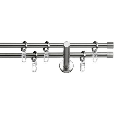 Gardinenstange INDEKO "Andrax" Gr. 3, silber (edelstahlfarben, silberfarben), L:200cm Ø:12mm, Stahl, Gardinenstangen, Komplett-Set inkl. Ringen und Montagematerial Image
