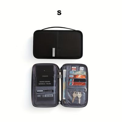 TEMU Large Holder Passport Holder; Handheld Document Bag Coin Purse; Multi-compartment Passport Document Holder Card Coin Storage Bag Image