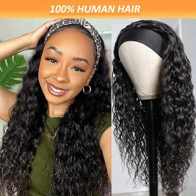 TEMU 180% Density Hair Wigs For Women - Glueless Water Wave Headband Wig With Machine-made Water Wave Hair, , No Lace Front, Daily Use & , Wig | Wig | Machinewaved Wig Image