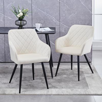 TEMU Clipop Dining Chairs Set Of 2 Velvet Kitchen Leisure Chairs Upholstered Seat With Backrest, Armrest And Metal Legs, Living Room Corner Chairs For Home Office Furniture Image