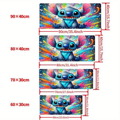 TEMU 1pc Stitch Mouse Pad - Vibrant Art Design, Non-slip Rubber Base, Multifunctional Office & Home Decor, Fans And Personalization, Image