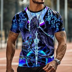 Homme Dragon T-shirt Manche Courte T-shirt Impression 3D Col ras du cou Chemise Exagéré Designer Soirée Rue Occasionnel Bleu Été Printemps Toutes saisons Vêtement Tenue S M L XL XXL XXXL 4XL