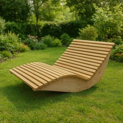 Wellenholzliege wolga - 120 cm Holzliege, Gartenliege, Designliege - Home Deluxe Image