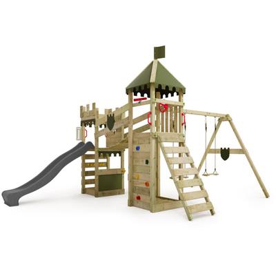 FATMOOSE Spielturm Ritterburg RiverRun mit Schaukel & Rutsche, Spielhaus mit Sandkasten, Leiter & Image