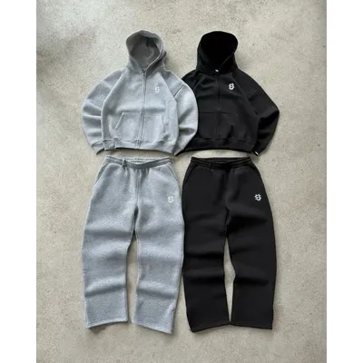 Y2K Classic Streetwear Sport Tracksuit Men Women Harajuku Oversized Zipper Sweatshirts Hoodies Gothic Casual Sweatpants Trousers