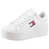 Plateausneaker TOMMY JEANS "TJW FLATFORM SNEAKER", Damen, Gr. 38, weiß, Leder, Textil, unifarben, sportlich, Schuhe, Freiezeitschuh, Halbschuh, Schnürschuh mit Schaftrandpolsterung