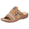 Pantolette RIEKER, Damen, Gr. 39, braun (hellbraun), Lederimitat, casual, Schuhe, Sommerschuh, Schlappen, Hausschuh, Urlaubschuh mit Klettverschluss