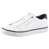 Sneaker TOMMY HILFIGER "TH HI VULC CORE LOW LEATHER", Herren, Gr. 47, weiß, Leder, Lederimitat, unifarben mit Farbeinsatz, sportlich, Schuhe, Freizeitschuh, Halbschuh, Schnürer mit gepolstertem Schaftrand