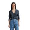 Cardigan MARC O'POLO, Damen, Gr. M, muted blau, Strick, Obermaterial: 90% Baumwolle, 10% Leinen, casual, slim fit, tiefer V-Ausschnitt, Langarm Bündchen mit Schlitz, Strickjacken, Elegant und sportlich zugleich