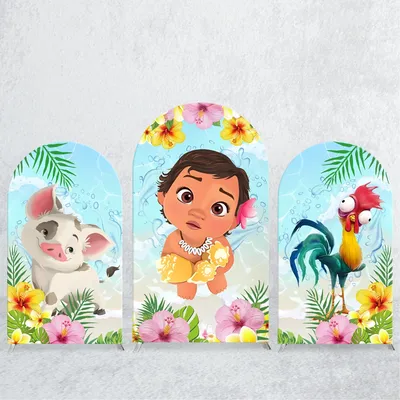 Marvel of The Seas Arch Backdrop Cover Disney Princess Moana Background Girl Birthday Party Baby Shower Decoration Customized