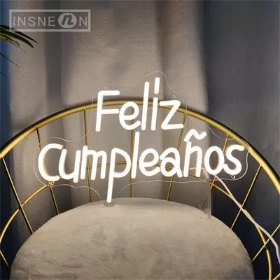 Feliz Cumpleanos Neon Sign Acrylic LED Light Happy Birthday Decor Aesthetic Neon Light Sign For Room