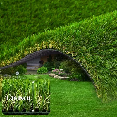 Artificial Grass Rug 12 FT x 14 FT Fake Faux Grasses, Indoor Outdoor Patio Garden Lawn Landscape